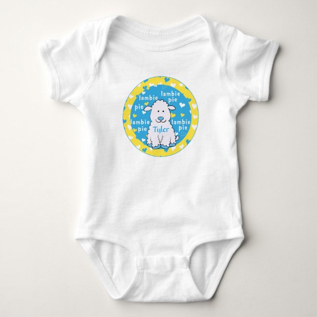 Baby Bodykosten Lambie Paj Blue/Gult T Shirt (Framsida)