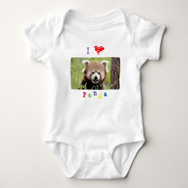 Baby Bodykostym Fotoröd panda, djur 0053. T Shirt (Framsida)