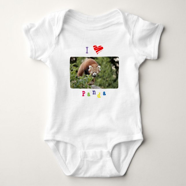Baby Bodykostym Fotoröd panda, djur 0056. T Shirt (Framsida)