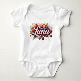 Baby Bodykostym " Luna " Berry Blommigt Design T Shirt