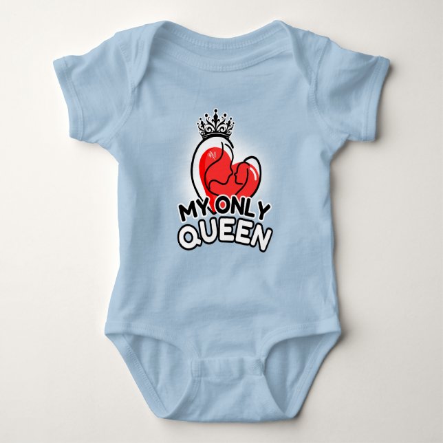 Baby Bodykostym : Min enda drottning (blå) T Shirt (Framsida)