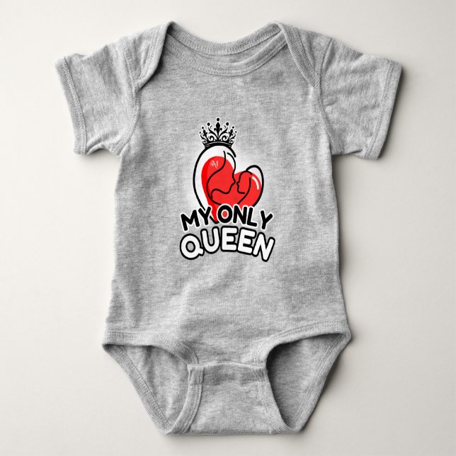 Baby Bodykostym : Min enda drottning (grått) T Shirt (Framsida)