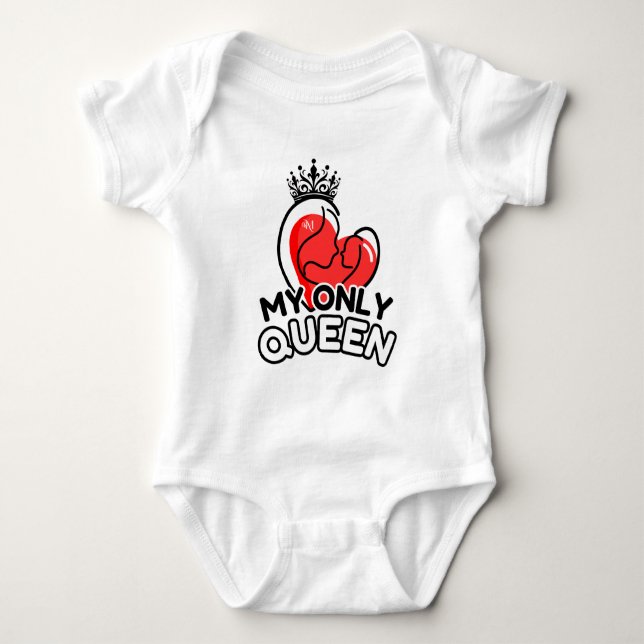 Baby Bodykostym : Min enda drottning (vit) T Shirt (Framsida)