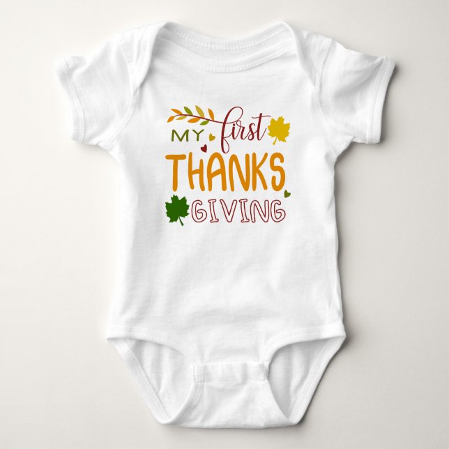 Baby Bodykostym Min första Thanksgiving T Shirt (Framsida)