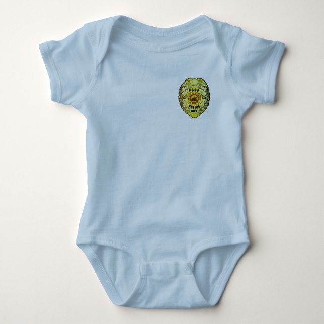 Baby Bodykostym PooP! Polisen Bodykostym T Shirt (Framsida)
