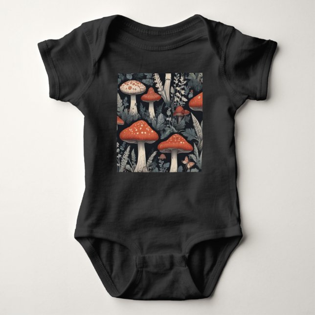 Baby Bodykostym - Unisex - Midnight Mushroom T Shirt (Framsida)