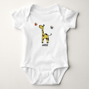 Baby bodykostymen lilla Giraffe och fåglar T Shirt