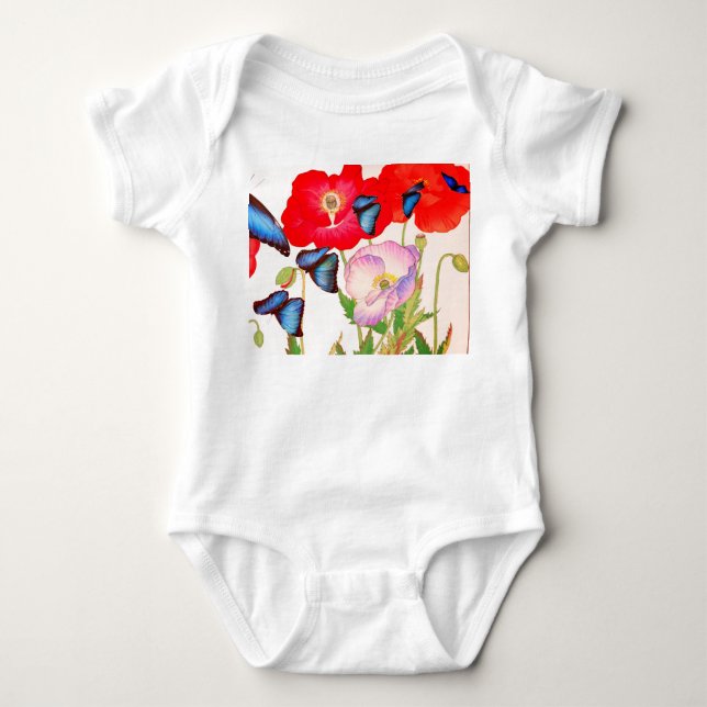 BABY BODYSUIT FLOWES AND BUTTERFLIES DIY NAMN T SHIRT (Framsida)