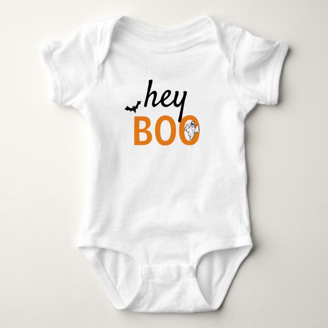 Baby Bodysuit - hey BOO Spöke / Fladdermöss T Shirt (Framsida)