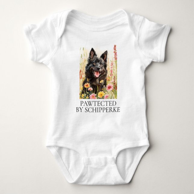 Baby bodysuit – Pawtected av Schipperke  T Shirt (Framsida)