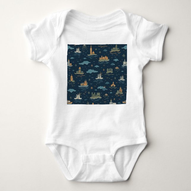 Baby Bodysuits With Vintage Travel Design T Shirt (Framsida)