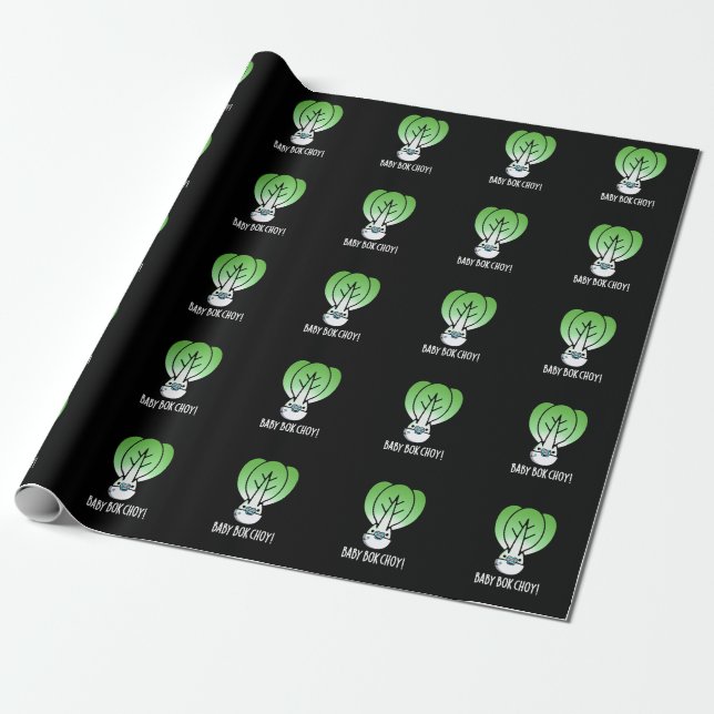 Baby Bok Choy Funny Veggie Pun Mörk BG Presentpapper (Utrullad)