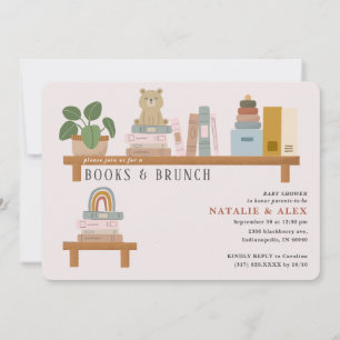 Baby Bok Shelf Rosa Girl Baby Shower för barn i Inbjudningar