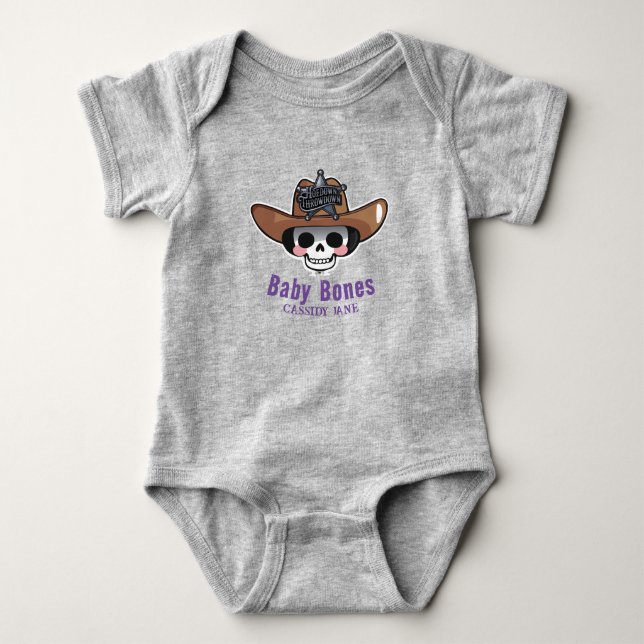 Baby Bones Halloween, Westerna Skeleton Personaliz T Shirt (Framsida)