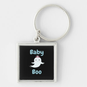 Baby Boo Cute Halloween Kids eller Par Gift Fyrkantig Silverfärgad Nyckelring
