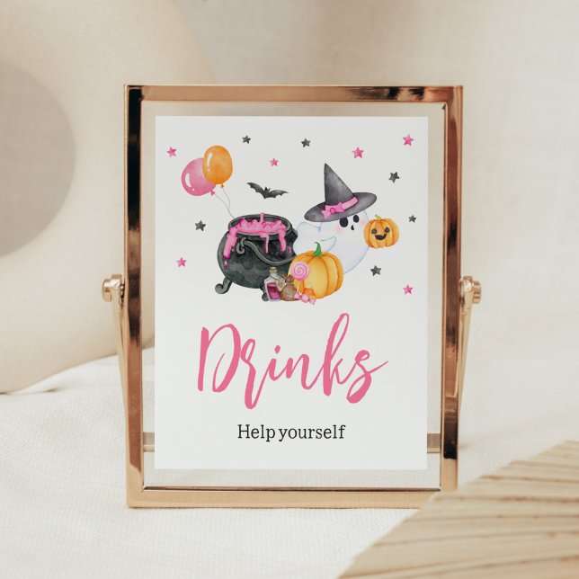 Baby Boo Ghost Baby Shower Drinks Poster (Ghost Halloween Baby Shower Drinks Sign)