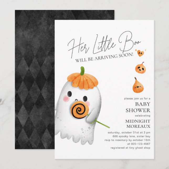 Baby Boo Halloween Baby Shower-inbjudan Inbjudningar (Fram/baksida)