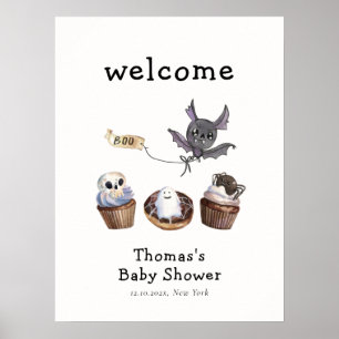 Baby Boo Halloween cupcoa Baby Shower Välkommen Poster