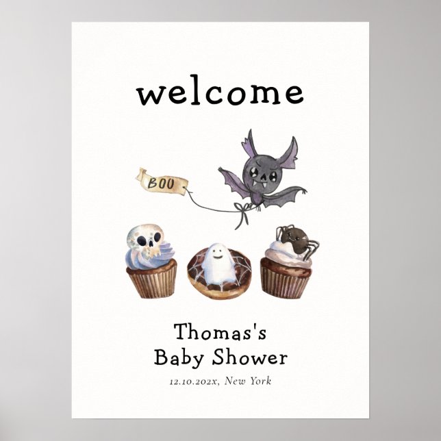 Baby Boo Halloween cupcoa Baby Shower Välkommen Poster (Framsidan)