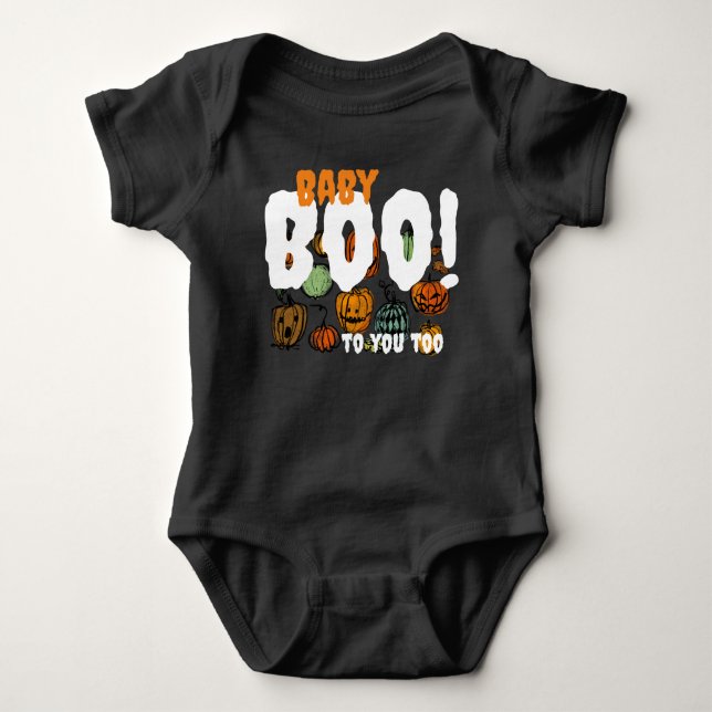 Baby Boo! Halloween-svart spooky T Shirt (Framsida)