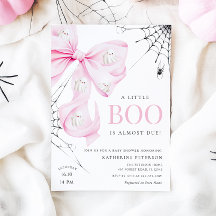 Baby Boo ROSA Bow Baby Shower-inbjudan