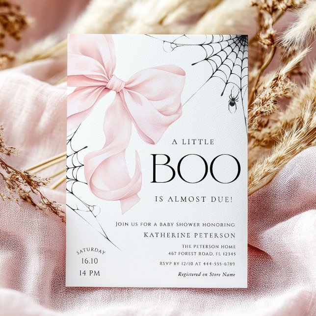 Baby Boo Rosa Bow Baby Shower-inbjudan Inbjudningar (Skapare uppladdad)