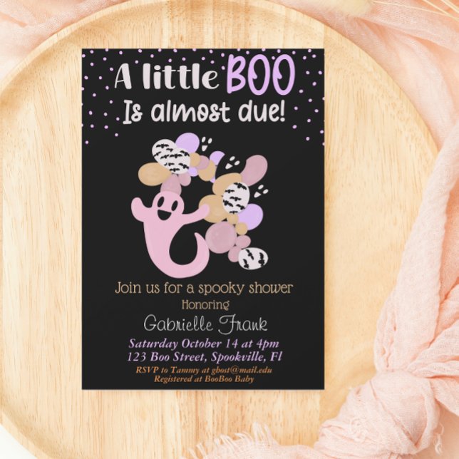 Baby Boo Rosa Girl Girl Ghost Baby Shower-inbjudan Inbjudningar (Skapare uppladdad)
