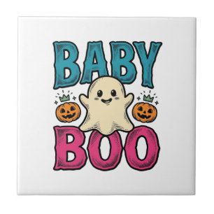 Baby Boo Vintage Halloween Ghost T-Shirt Design_1 Kakelplatta