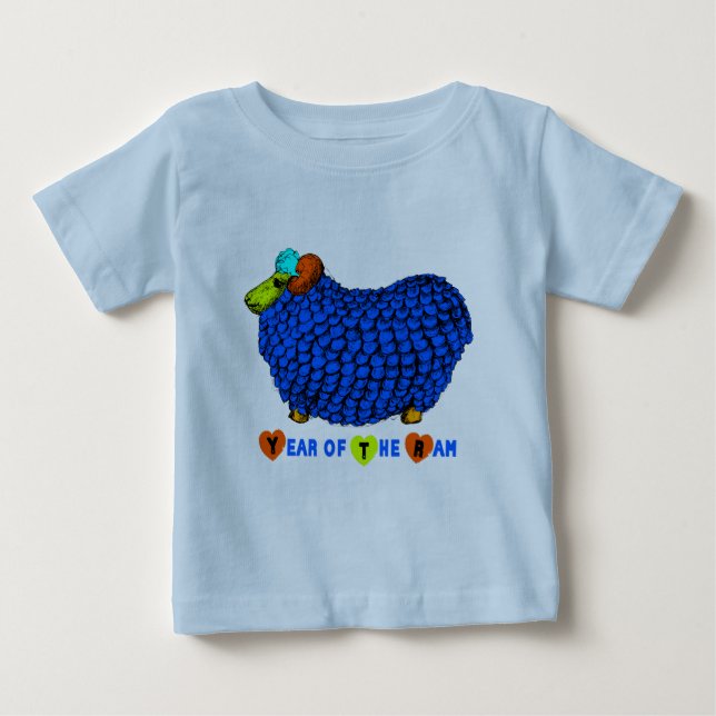 Baby Born i Ram Goat Year Blue Bodykosten Tee Shirt (Framsida)