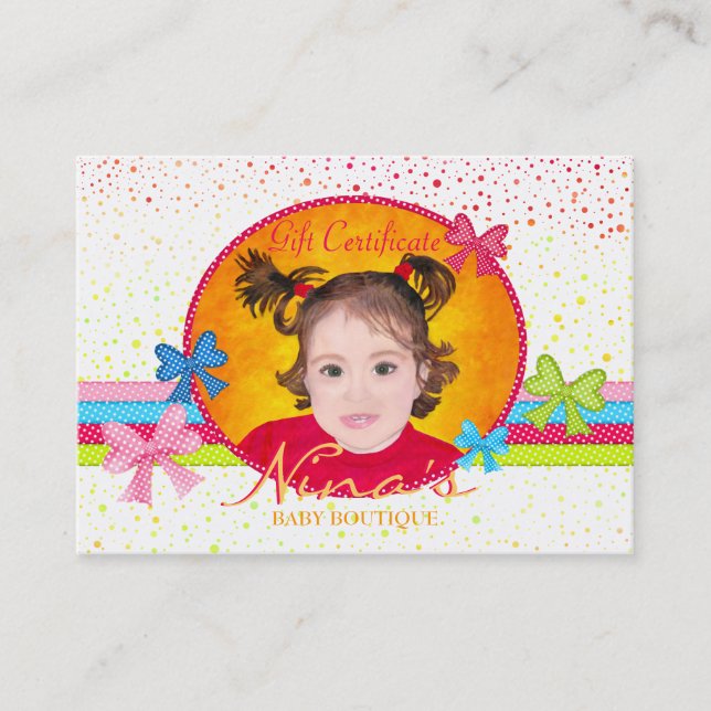 Baby Boutique Gift Certificate Affärskort Rabattkort (Framsida)