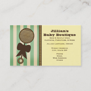 Baby Boutique - Vintage Rattle & Grönt Rand Visitkort