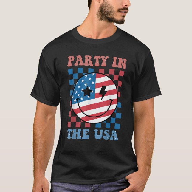 Baby Boy 4th July Party In USA American Flag Men D T Shirt (Framsida)