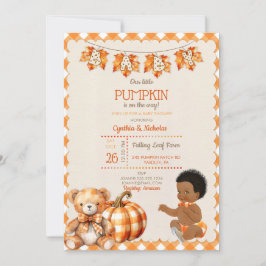 Baby Boy Autumn Rutat Björn Pumpa Löv Inbjudningar