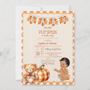 Baby Boy Autumn Rutmönstrad Teddybjörn Pumpa Löv Inbjudningar