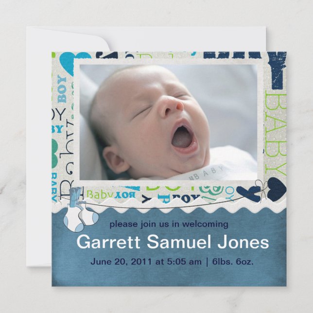 Baby Boy Baby-annonsering Meddelande (Framsida)