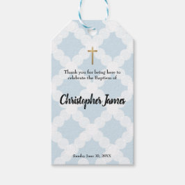 Baby Boy Baptism Blue Tack Presentetikett