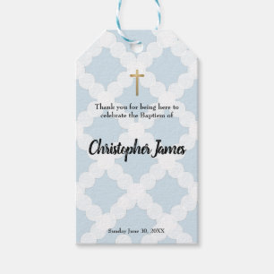 Baby Boy Baptism Blue Tack Presentetikett