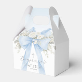 Baby Boy Baptism Eucalyptus Blue Bow Presentaskar