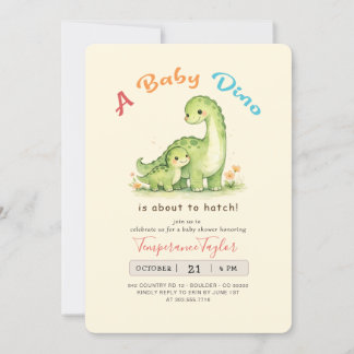 Baby Boy Bebis Shower Söt Dino På Väg Att Kläckas Inbjudningar