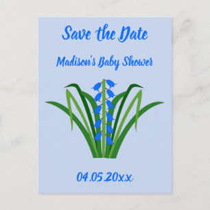 Baby Boy Blåklocka Blommor Vår Bebis Shower Vykort