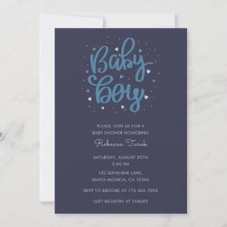 Baby Boy Blue Baby Shower Inbjudningar