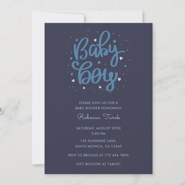 Baby Boy Blue Baby Shower  Inbjudningar (Framsida)