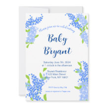 Baby Boy Blue Blommigt Baby Shower-inbjudan