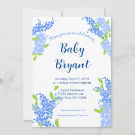 Baby Boy Blue Blommigt Baby Shower-inbjudan Inbjudningar