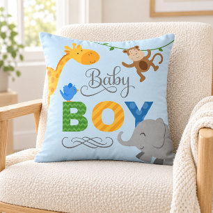 Baby Boy Blue Djur i djungeln Barnkammare Kudde