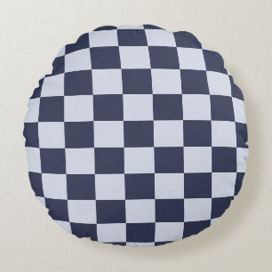 Baby Boy Blue Geometrisk Fyrkantig Quiltmönster Rund Kudde