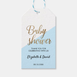 Baby Boy Blue Gold Tack För Par Babyshower Presentetikett