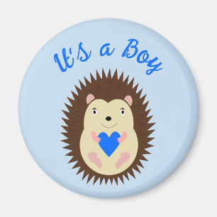 Baby Boy Blue Heart Hedgehog Anpassad Magnet