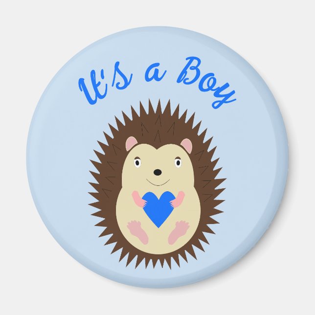 Baby Boy Blue Heart Hedgehog Anpassad Magnet (Framsidan)