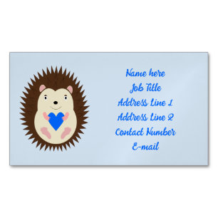 Baby Boy Blue Heart Hedgehog Anpassad Magnetiska Visitkort